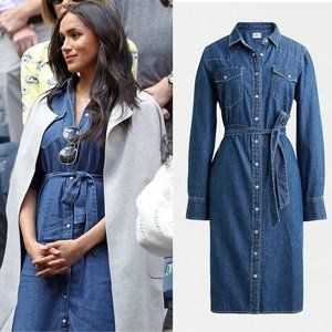 NWT J.CREW Denim Shirtdress w Tie Belt Sz4 Meghan